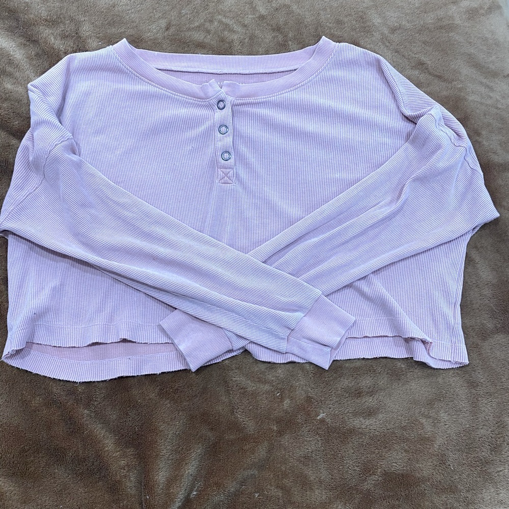 Pink along Sleeve Cropped Shirt